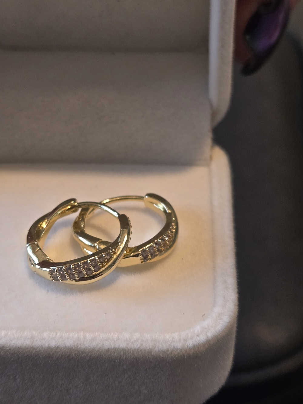 Gold Hoop Earrings with Pavé Accents - Women Jewelry